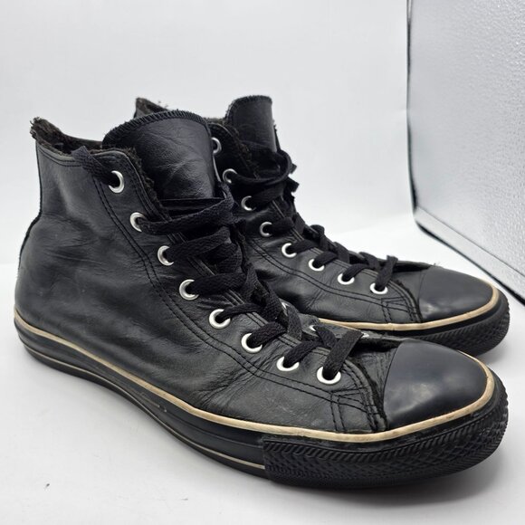 Converse All Star Leather Hi Top Mens Size 11 Black Casual Sneakers Athletic - Picture 1 of 15